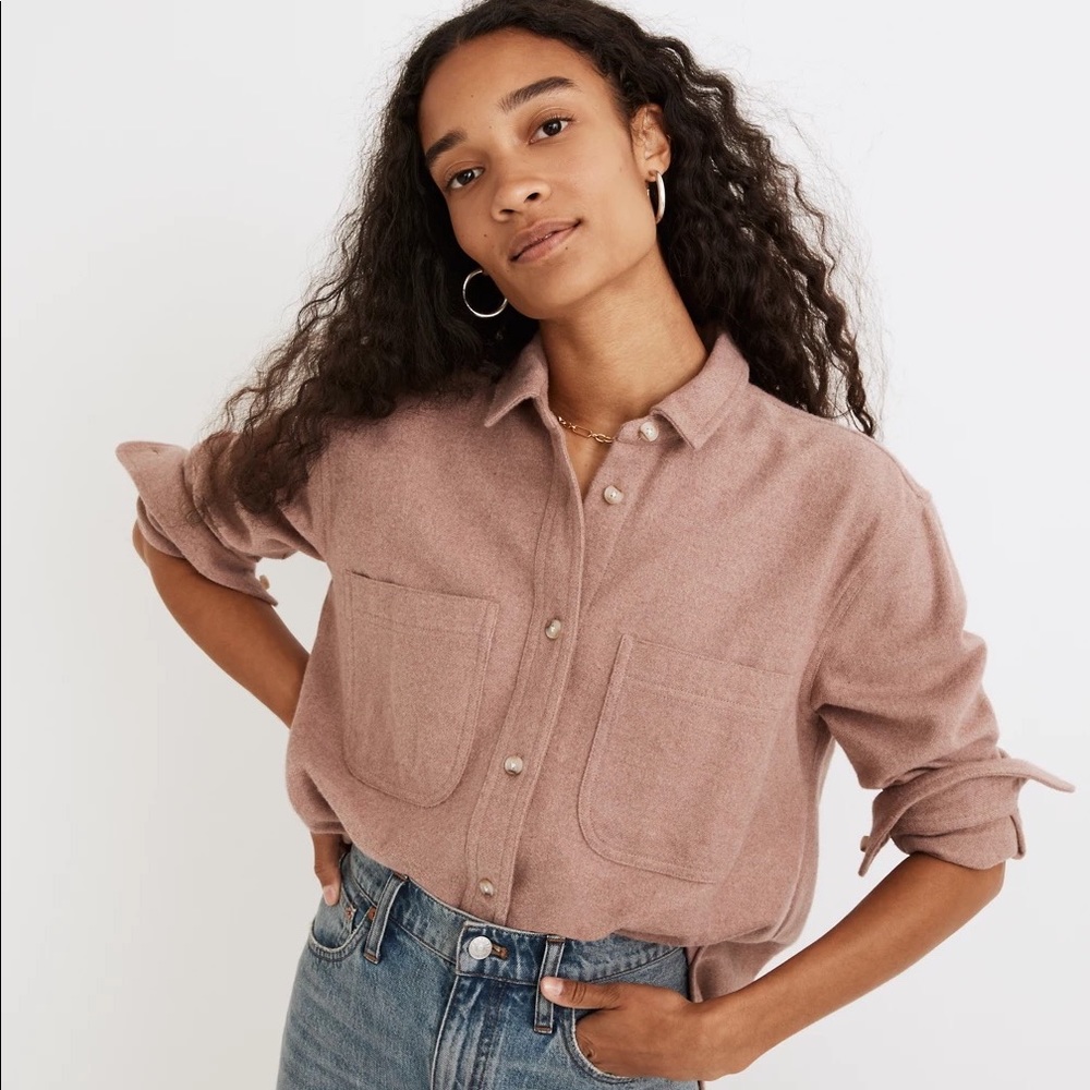 Madewell Oversized Ex Boyfriend Shirt in Mauve Size S